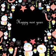 Bright Christmas card with a snowman