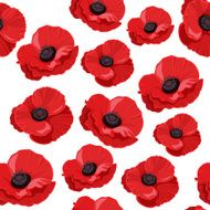 Seamless pattern with red poppies Vector illustration