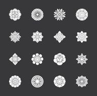 Thai Motifs Flowers Icons Set 1 - White Series