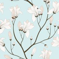 Vector Seamless Pattern with Blooming Branches