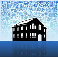 Private House on Home Automation and Security Vector Background