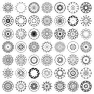 set of abstract black and white floral pattern icon