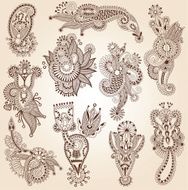 line art ornate flower design collection ukrainian ethnic styl