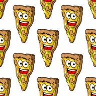 Seamless Pattern Of Mushroom Pizza Slices N2