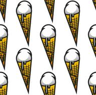 Vanilla ice cream cones seamless pattern