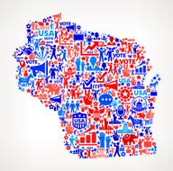 Wisconsin Vote and Elections USA Patriotic Icon Pattern