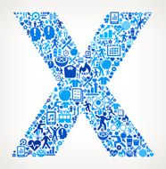 Letter X Fitness and Diet Icon Pattern N2