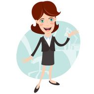 Businesswoman telling and showing something Flat style N2