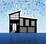 Modern House on Home Automation and Security Vector Background N2