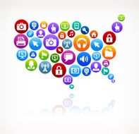 USA Map Technology Internet and Web Media Icon Pattern N2