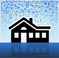 House on Home Automation and Security Vector Background