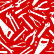 Seamless different tools background in red color