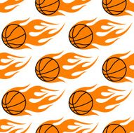 Flaming basketballs seamless pattern