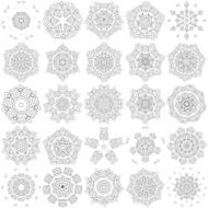 set of abstract black and white floral pattern icon N2