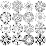 set of abstract black and white floral pattern icon N3
