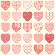 Seamless background from collection of hearts