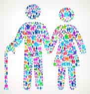 Senior Couple on vector family pattern Background N2