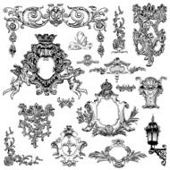 vintage sketch calligraphic drawing of heraldic design element