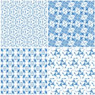 set of blue floral pattern background N2