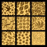Vector set of nine seamless autumn patterns