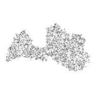 Latvia Map Network Black And White