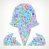 Businesswoman on Home Automation and Security Vector Background N2