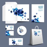 Stationery Template Corporate Image Design with Abstract Blue Squares Pattern