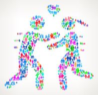 Couple In love Running on vector family pattern Background N2