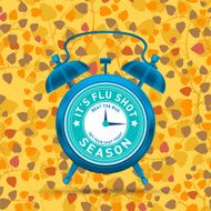 Reminder Warning Clock for Flu Shots With Fall Leaves Poster