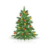 christmas tree with ornaments and garland