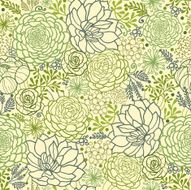 Succulent Plants Seamless Pattern Background