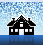 House on Home Automation and Security Vector Background N2