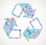 Recycling Symbol on Home Automation and Security Vector Background