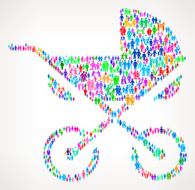 Baby Stroller on vector family pattern Background N2