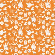 Halloween seamless pattern on an orange background vector illustration