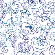 watercolor flowers seamless vector pattern N2
