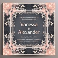 Wedding Invitation Floral square card 14 5 cm