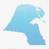 Kuwait Map Blue Dot Pattern