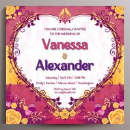 Romantic Wedding Invitation Floral square card 14 5 cm N2