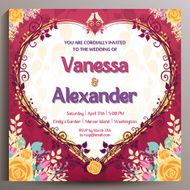 Romantic Wedding Invitation Floral square card 14 5 cm N3