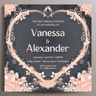 Romantic Wedding Invitation Floral square card 14 5 cm N4