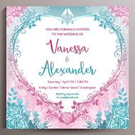 Romantic Wedding Invitation Floral square card 14 5 cm N10