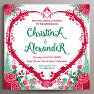 Romantic Wedding Invitation Floral square card 14 5 cm N14