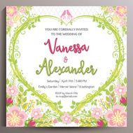 Romantic Wedding Invitation Floral square card 14 5 cm N17