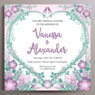 Romantic Wedding Invitation Floral square card 14 5 cm N18