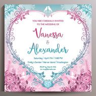 Romantic Wedding Invitation Floral square card 14 5 cm N20