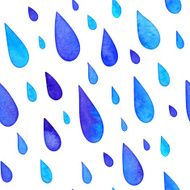 Watercolor painted rain drops seamless pattern