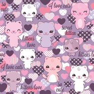 Kittens Seamless kawaii pattern