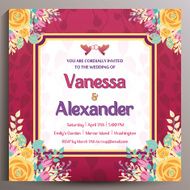 Wedding Invitation Floral square card 14 5 cm N2