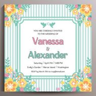 Wedding Invitation Floral square card 14 5 cm N3